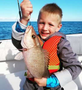 Young boy on Mangrove Snapper Fishing Charter